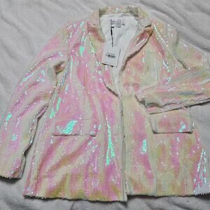Hello Molly white sequin iridescent blazer small